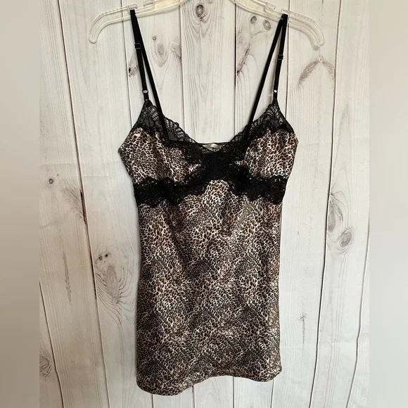 Vintage Victoria’s Secret Leopard Print Lace Chemise Slip Top Dress S/P - Picture 1 of 6